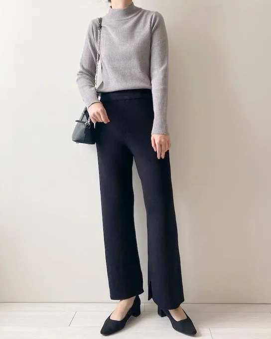 【美脚】シルエットめっちゃ綺麗〜!グローバルワークの「楽ちんパンツ」はき心地良すぎてハマっちゃった!グローバルワークの「メルティニットリブパンツ」がなめらかで気持ちいい!ウエストゴムで楽ちんなのに、すらっと美脚に見せてくれる優れものなんです 