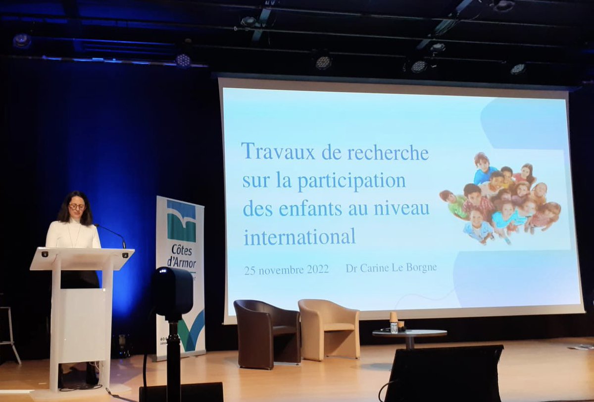 CarineBorgne's tweet photo. Je suis ravie d’avoir présentée le 25 novembre, mes travaux de recherche sur la participation des enfants au niveau international lors de la journée départementale de la prévention et de la protection de l’enfance à Saint-Brieuc 
@cotesdarmor22 https://t.co/8o19SgvIho