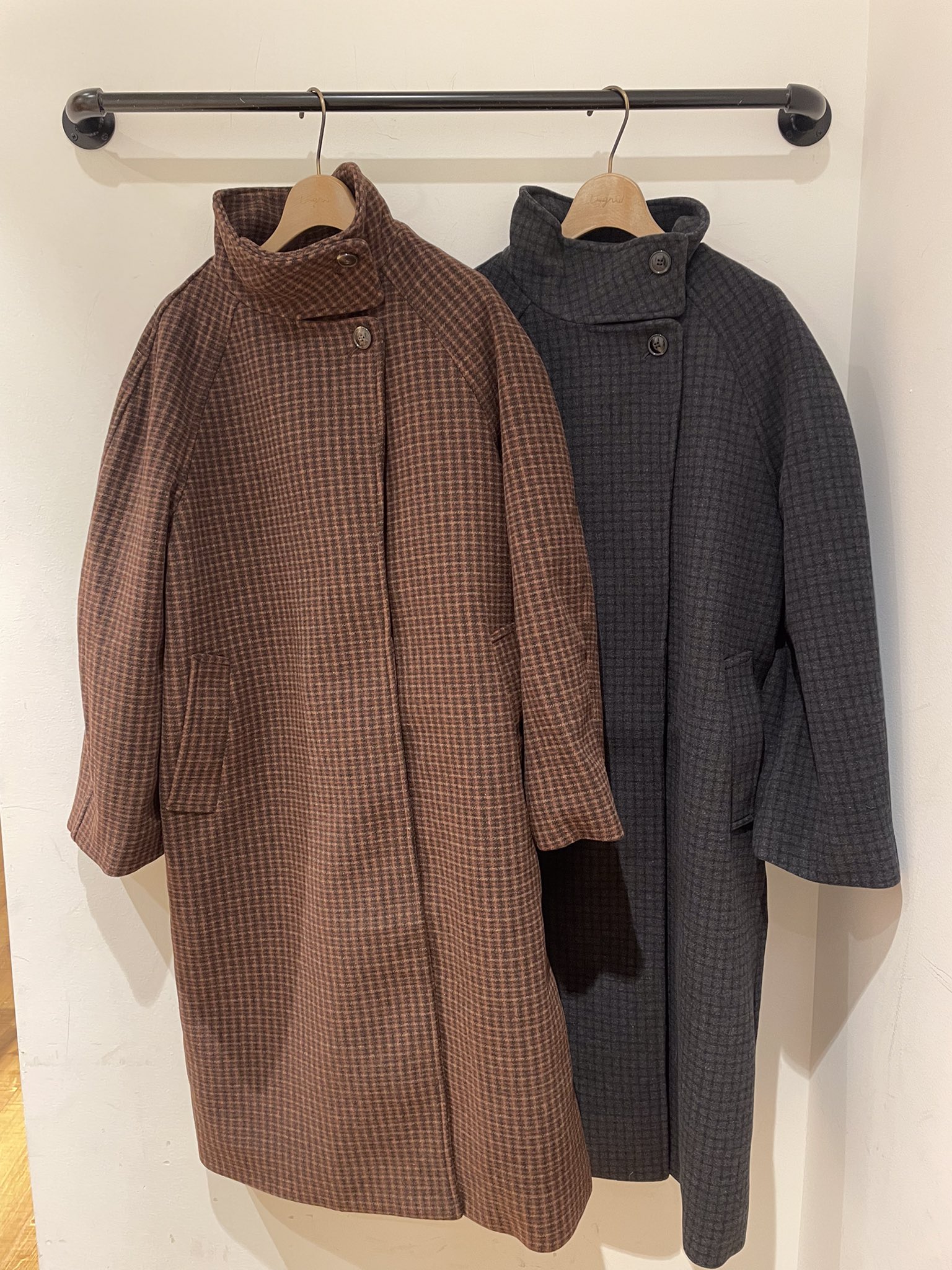 Eaphi Big collar middle coat Graphic Print Stand Collar Jacket