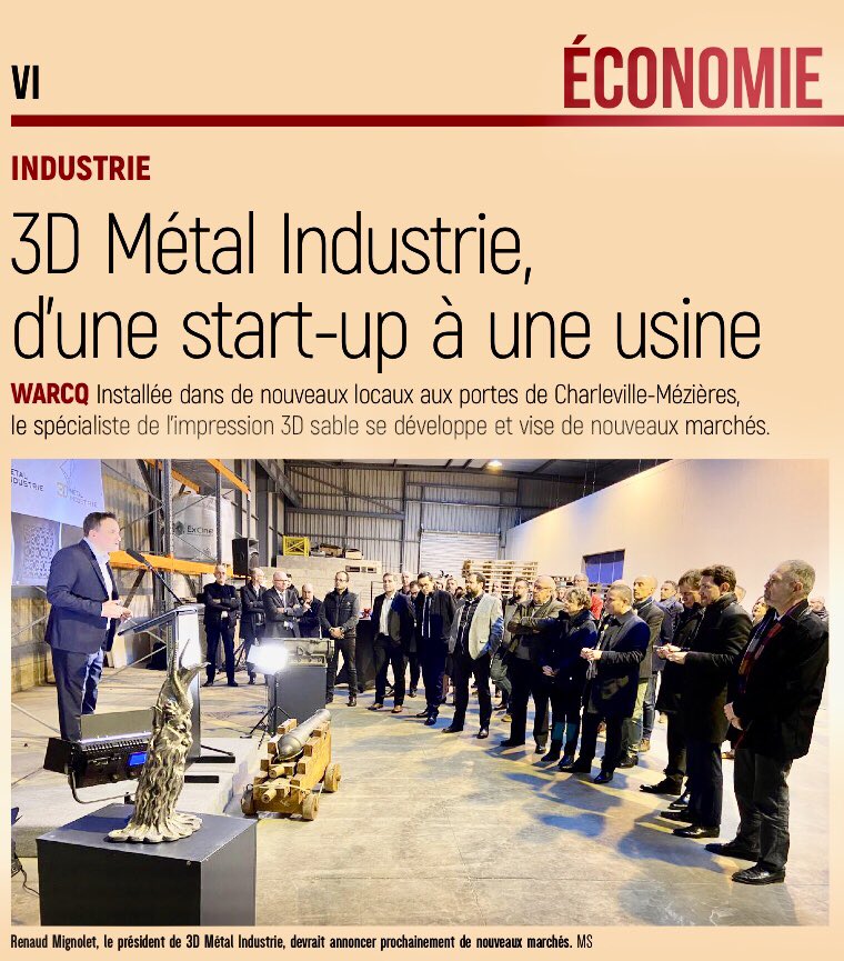 patrick_fostier's tweet photo. Retour dans @UnionArdennais de ce jour, rubrique économie sur l’inauguration des nouveaux locaux de 3D Métal Industrie à Warcq dans les #Ardennes. Cette entreprise dirigée par Renaud Mignolet se développe et investit. #Industrie https://t.co/b95H9IJqft https://t.co/ZtfxDq23Hl