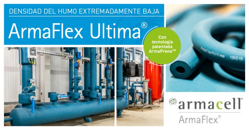 El material de aislamiento #ArmaFlex Ultima, basado en la tecnología ArmaPrene, ofrece el más alto estándar contra incendios en aislamiento flexible.#ArmaPrene produce menos humo que los productos elastoméricos estándar con retardantes de llama bromados. 👉local.armacell.com/es/armacell-sp…