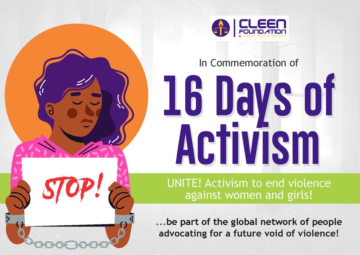cleenfoundation's tweet photo. We join our voices with the global community advocating for a future void of violence. 

Stop violence against women and girls, today. 

#16DaysOfActivismAgainstGBV 
#EndViolenceAgainstWomen 
#EndViolenceAgainstWomenandGirls https://t.co/6SmRU8fgXi