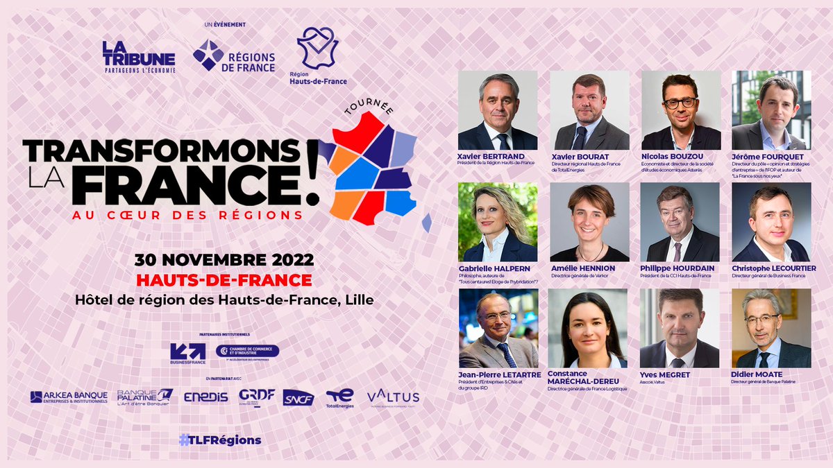 📢 Demain à partir 9h30, participez nombreux au grand débat sur l’avenir #industriel et #technologique des #hautsdefrance, une région qui se transforme !

➕ Infos ➡ ow.ly/9WNt50LMBSX

Cc @LaTribuneEvents <a href="/Regionsdefrance/">Régions de France</a> #TLFRégions