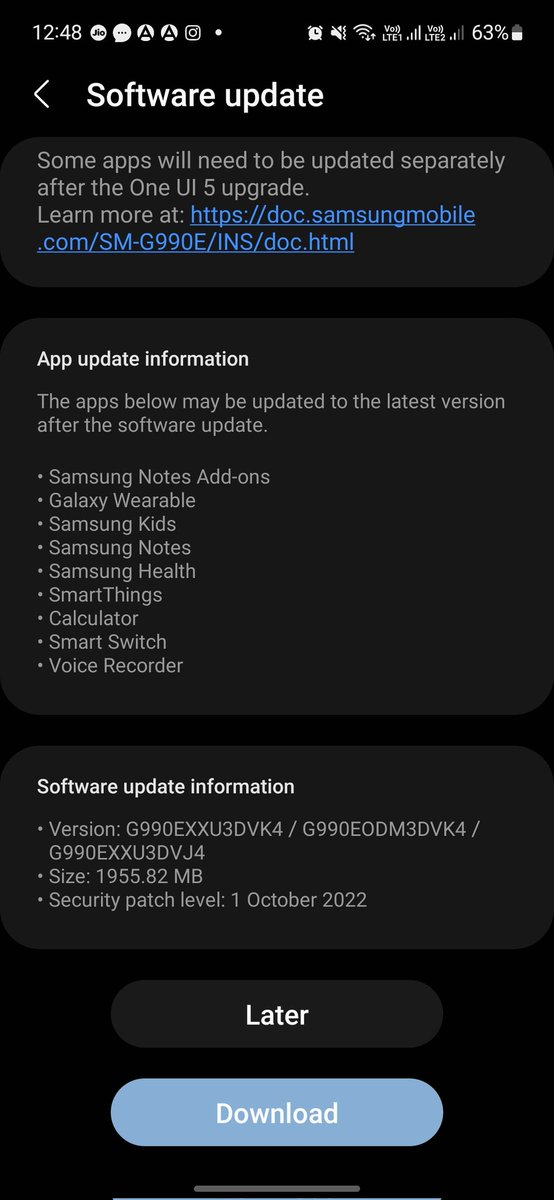 007860000's tweet photo. One UI 5 update in Galaxy S21 Fe arrived.
But why October security patch level on November 29th 
Why Samsung ?
@SamsonUpdate 
#OneUI5 https://t.co/6TsH495NHx