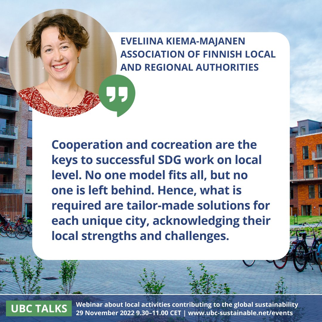UBC_Sustainable's tweet photo. 🔴LIVE IN 15 MIN: webinar about good local practices on localising SDGs. Join the last #UBCTALKS of this year! https://t.co/SPHtBMcvbM https://t.co/EoIbHkXLau