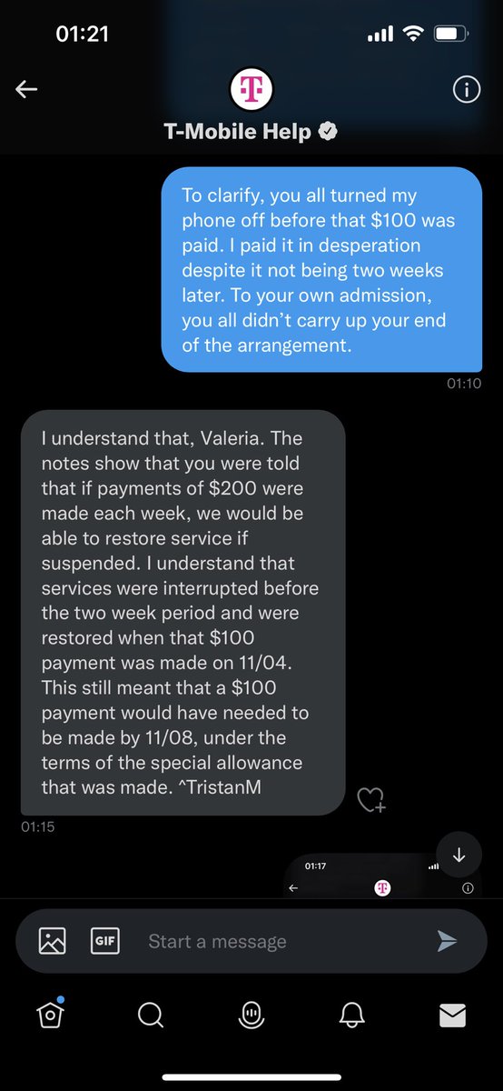 amplifyallvoice's tweet photo. That moment when @TMobileHelp finally finds the receipts about the payment arrangement but still manages to gaslight their way through the gaslight. Special talent @TMobile has. @JonFreier @MikeSievert  this is absolutely wild #TMobileSucks #TMobileHatesBlackPeople #NoHumanity https://t.co/gTlrbcSbZA