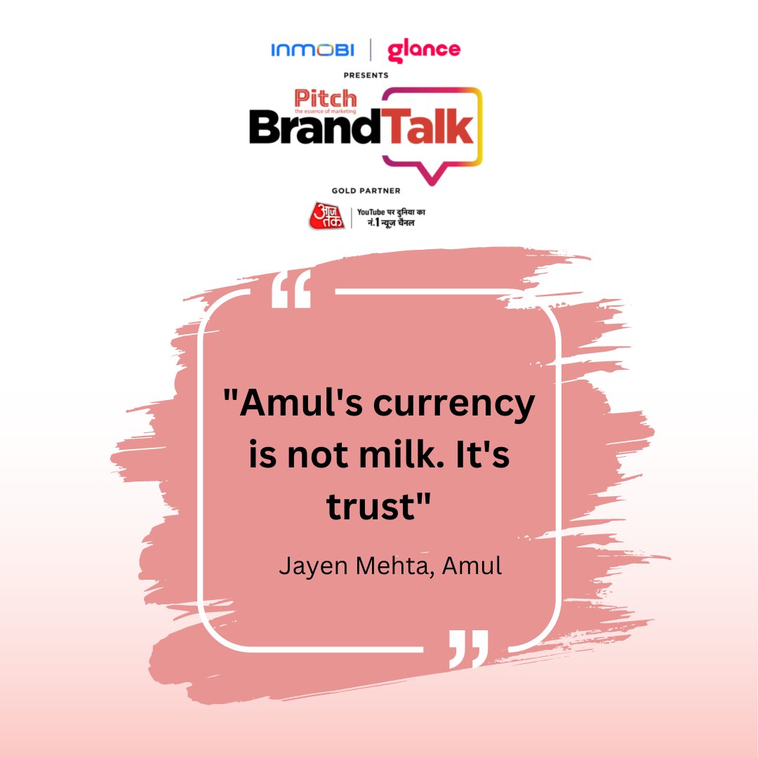 Here is the Key highlight from Jayen Mehta Chief Operating Officer, Gujarat Cooperative Milk Marketing Federation (GCMMF – Amul) #e4m #brands #conference #networking #NewDelhi