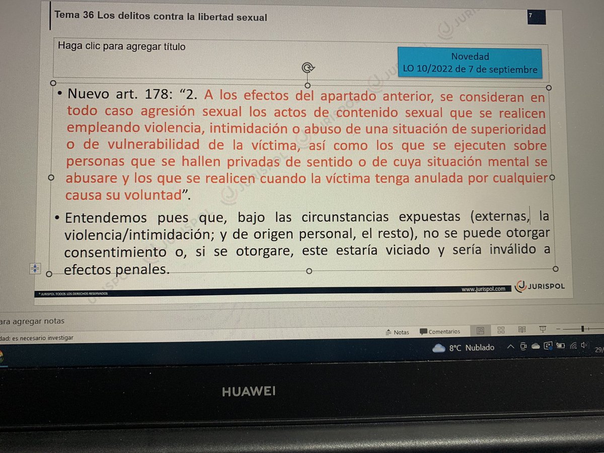Buenos días 🌞 

Preparando la clase para los opositores a Escala Ejecutiva de <a href="/Jurispol/">JURISPOL</a> #Málaga

El tema 36, tras la publicación y entrada en vigor de la L.O. 10/2022, de 7 de septiembre, de garantía integral de la libertad sexual; ha sufrido cambios significativos.

<a href="/mdamiancab/">Manuel Damián Cantero Berlanga</a>