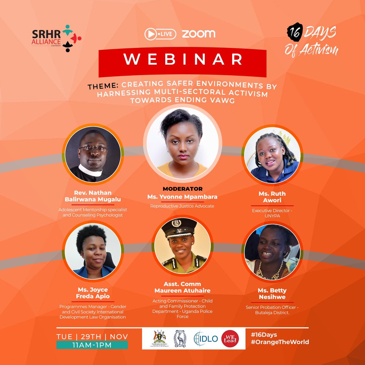 Join the discussion today as @SRHRAllianceUg hosts a webinar on creating safe environments for women and girls in commemoration of the #16DaysOfActivismAgainstGBV in a bid to end #ViolenceAgainstWomenandGirls at 11:00am.
@IDLO @Atuhairecarol10
@MugaluNathan