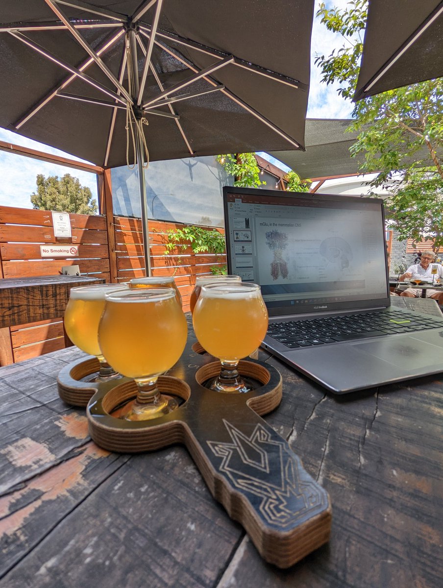 Working on my talk for the #APSA_ASCEPT2022 conference while enjoying some Perth sun and a tasting paddle from Blasta Brewing Co in Burswood.