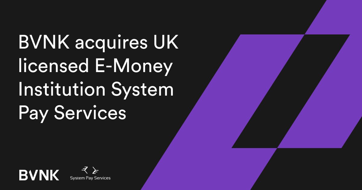BVNKFinance's tweet photo. We're pleased to announce our acquisition of UK-licensed E-Money Institution, System Pay Services Limited. This marks another significant milestone in our mission to make #payments borderless, instant, and secure. Read more on the blog 👉  https://t.co/ZGc579isjJ https://t.co/F6s49ZCTSA