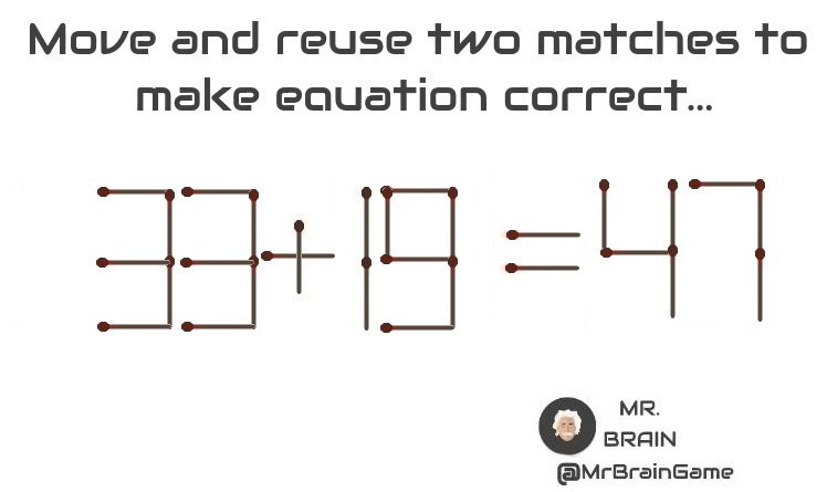 MrBrainGame's tweet photo. #matches #puzzle #MrBrainGame #math https://t.co/znvBgdDpnw