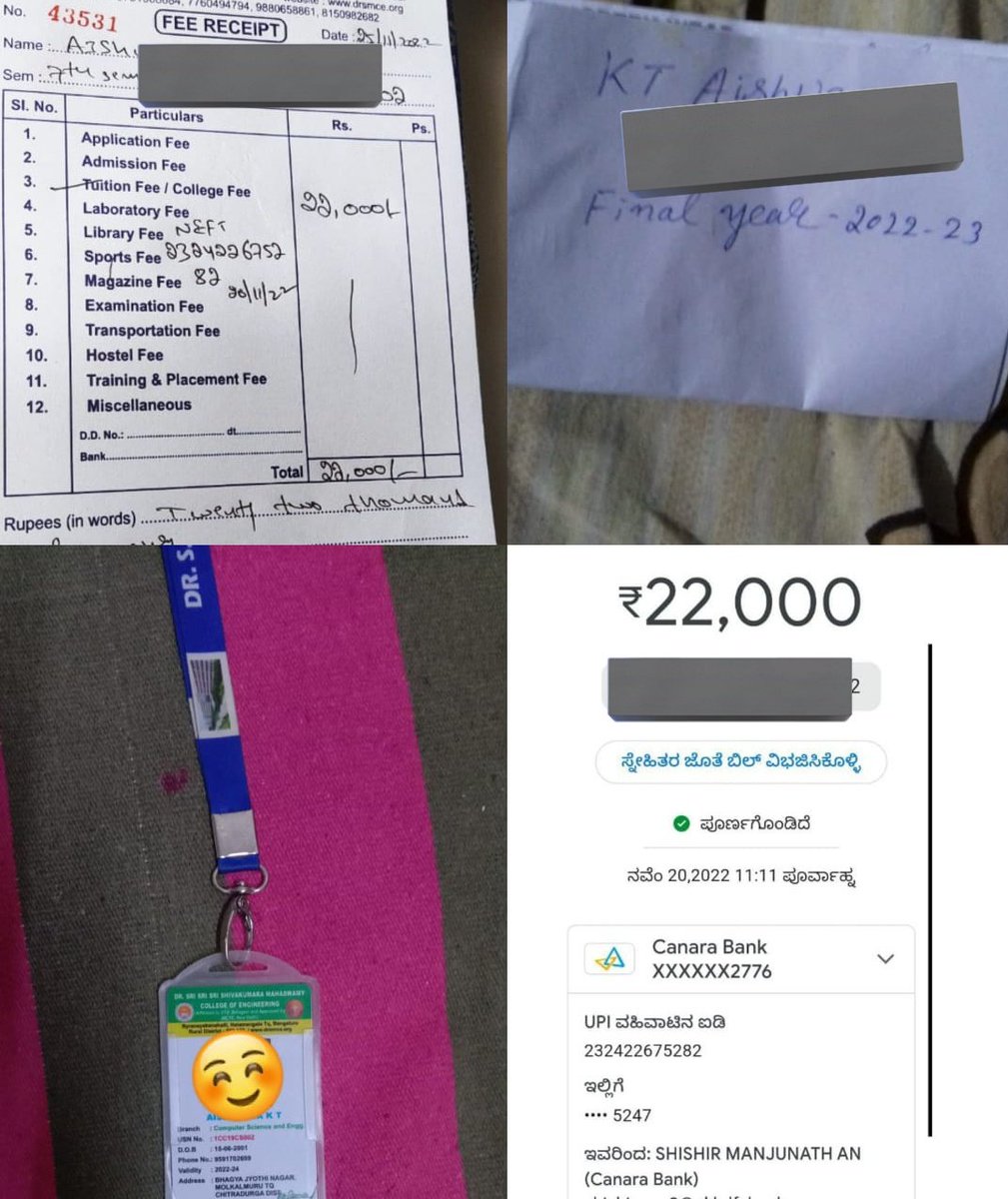 Big thank you to all the good souls for contributing to Anusha's college fees.
Contributions from you all ensured Anusha paid her college fees on time. 
She is grateful for the support she has received.

Let's keep supporting genuine causes.
~
<a href="/Shruthi_Thumbri/">Shruthi Thumbri 🇮🇳</a> <a href="/1478963chinnu/">ಚಿನ್ಮಯ ಭಟ್</a>