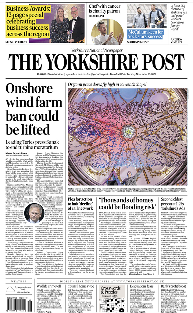 Todays <a href="/yorkshirepost/">The Yorkshire Post</a> front of #Artist Ails McGee puts the finishing touches to 'Peace on Earth' #art installation made of hundreds of #origami #doves on display under the ornate domed roof of the 18th-century chapel in the <a href="/barconventyork/">The Bar Convent</a> #York <a href="/MarisaCashill/">Marisa Cashill</a> @mikegauntdesign