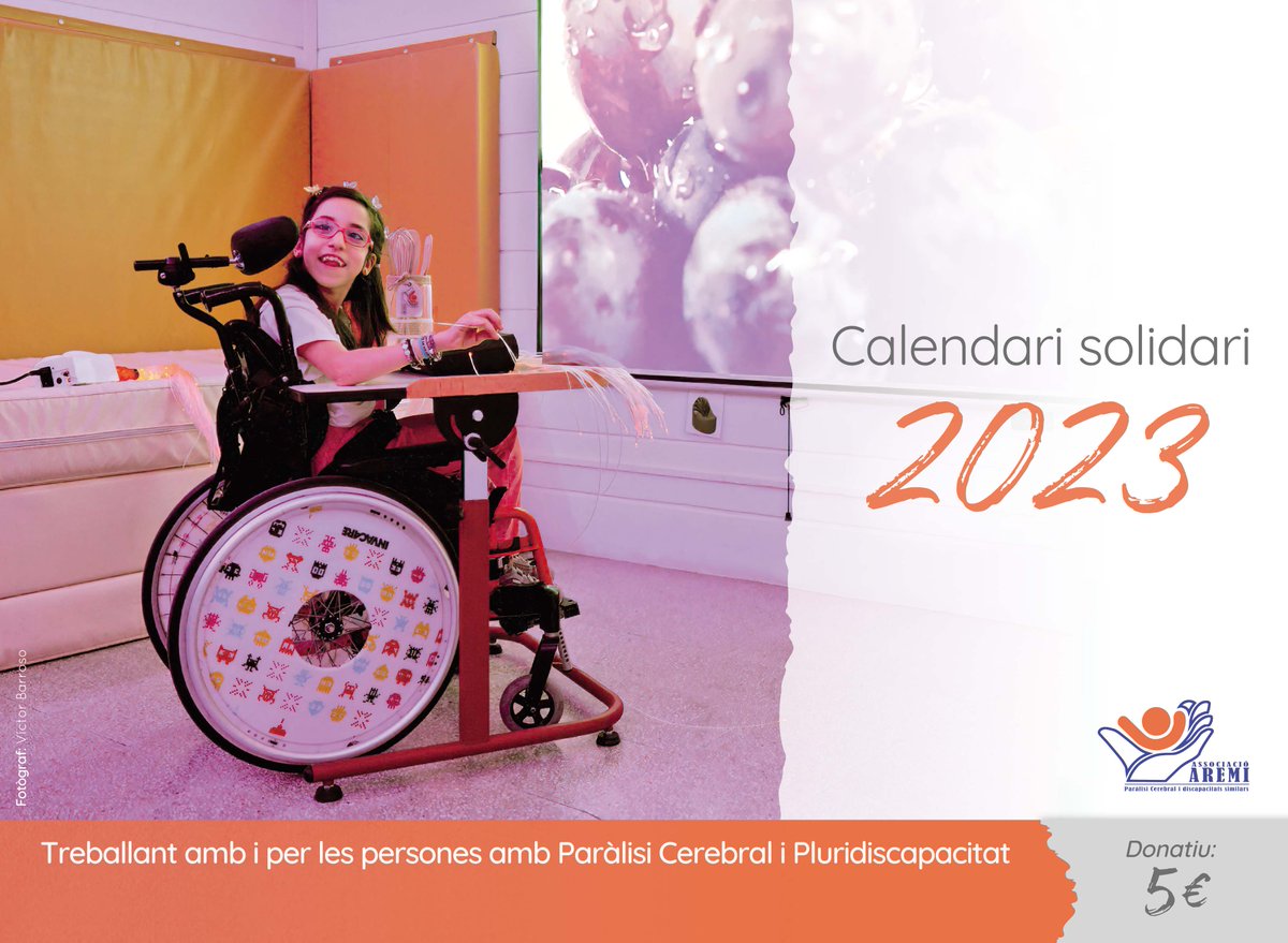 Avui és #GivingTuesday. Amb 5€ pots ajudar-nos.Preu del nostre calendari Solidari AREMI 2023.
Col·laboraràs directament a comprar una furgoneta i adaptar-la 
On el pots comprar?
- Centre AREMI (C/Mestre Tonet s/n -Lleida)
- Residència AREMI (C/ Garraf 17 - Lleida)
Moltes Gràcies