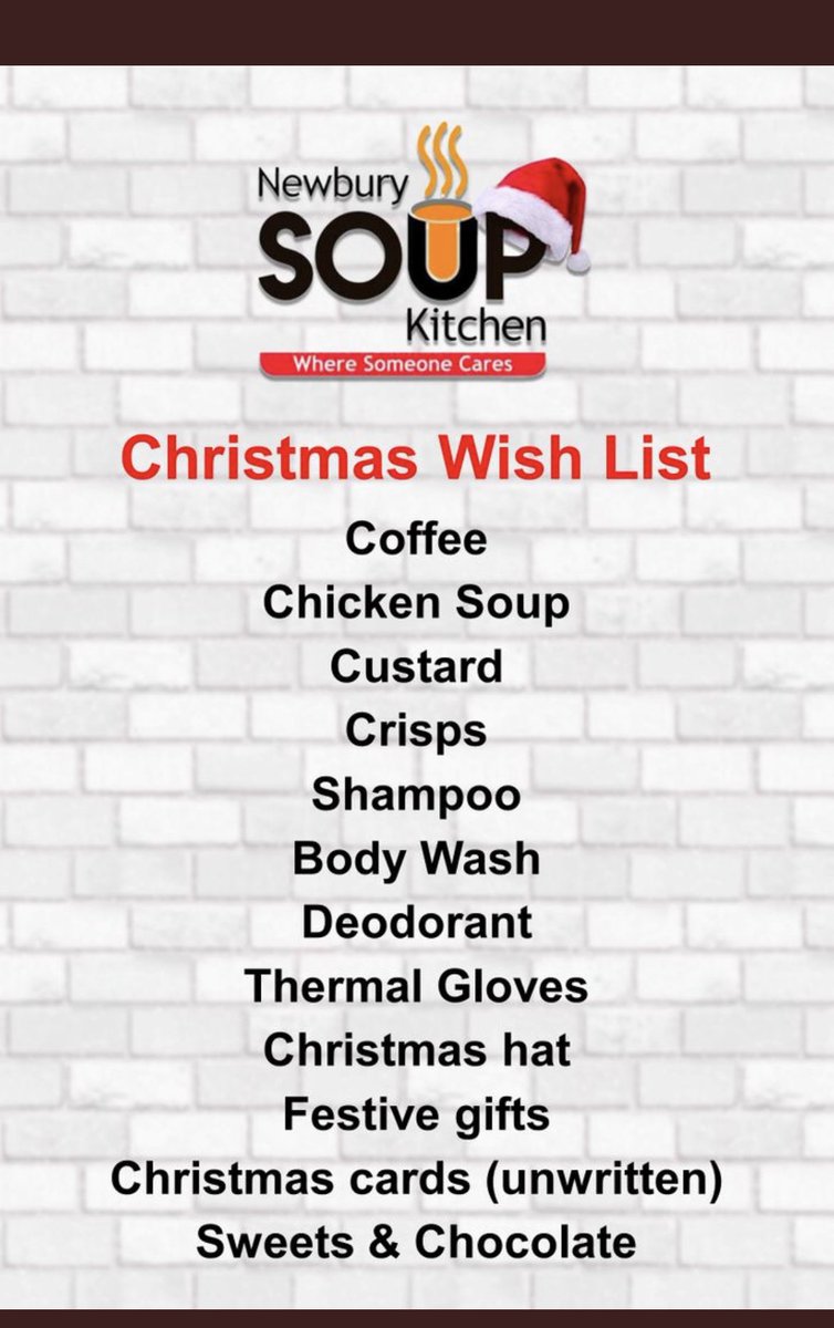 The club will be supporting <a href="/NewburySoup/">Newbury Soup Kitchen</a> this winter…. The lads item this week is 5 items of this list per player. If anyone also wants to contribute. Drop us a DM and we will sort a collection night.  #supportlocal