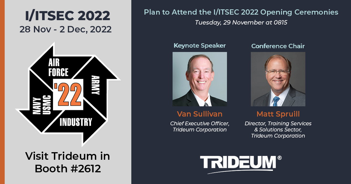 Looking forward to the #iitsec Opening Ceremonies this morning at 0815 in the Windermere Ballroom. Van Sullivan will be the industry keynote speaker, following "Fireside Chats" from Gen David Allvin, USAF and Maj Gen Shawn Bratton USSF.