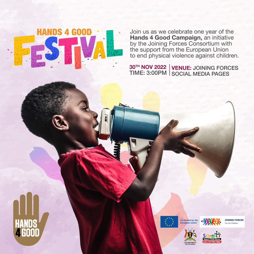 Tomorrow, we celebrate a year of using our #Hands4Good to end violence against children in Uganda with a #Hands4Good Festival. 

Stay tuned to our page for live updates.