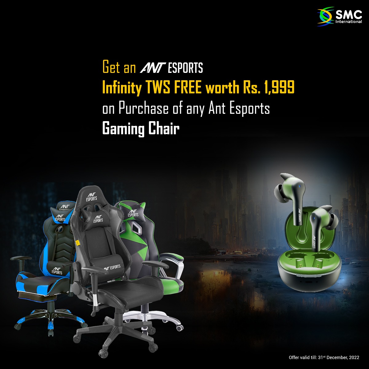 SMCIntOfficial's tweet image. Now get Ant Esports TWS Infinity with your new Ant Esports Gaming Chair.

*Limited Time Offer

-Follow our Discord for the Next offer Dropping on 1st December.
zcu.io/u6uu 

#Antesports #TWS #SMC #SMCInternational #Gamingchair #free