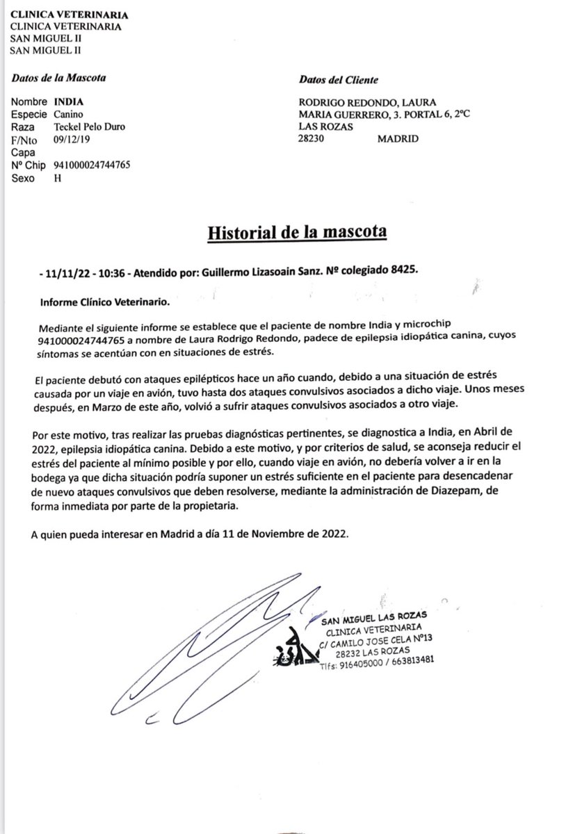 marisam1m's tweet photo. @Iberia hola.  Les adjunto en estas imágenes la consulta y el historial veterinario https://t.co/EbqctrVztV