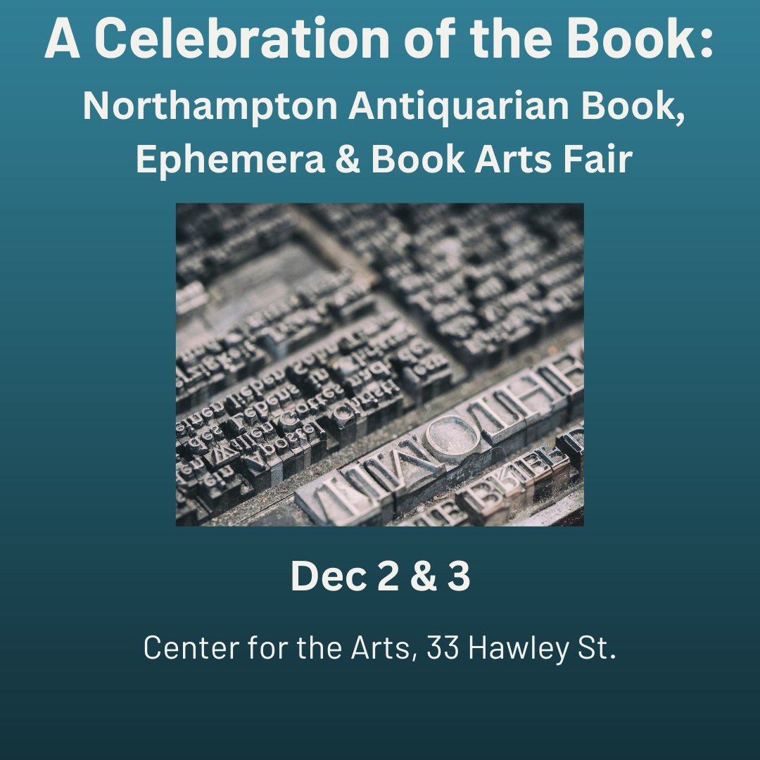 Mass Center for the Book (@massbook) on Twitter photo Don't miss this highly regarded show of #antiquarian #books, #ephemera, #letterpress, #bookmaking, #artists dealers. Sponsors: <a href="/MassBook/">Mass Center for the Book</a>, <a href="/ForbesLibrary/">Forbes Library</a>, Noho Center for the Arts, SNEAB. Info: ow.ly/rhl850LPgiS #CenterForTheBook <a href="/MassLibAssoc/">Massachusetts Library Association 📚</a> <a href="/mblclibraries/">MBLC</a> <a href="/sharonshaloo/">Sharon Shaloo</a> Don't miss this highly regarded show of #antiquarian #books, #ephemera, #letterpress, #bookmaking, #artists dealers. Sponsors: <a href="/MassBook/">Mass Center for the Book</a>, <a href="/ForbesLibrary/">Forbes Library</a>, Noho Center for the Arts, SNEAB. Info: ow.ly/rhl850LPgiS #CenterForTheBook <a href="/MassLibAssoc/">Massachusetts Library Association 📚</a> <a href="/mblclibraries/">MBLC</a> <a href="/sharonshaloo/">Sharon Shaloo</a>