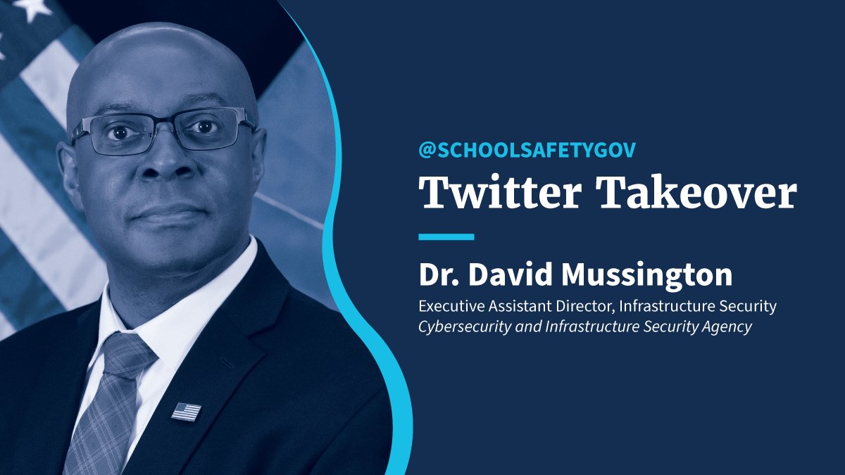 #ICYMI: @CISAInfraSec Executive Assistant Director Dr. David Mussington will be guest tweeting from the account to share Infrastructure Security Month info & resources with the #K12 school safety community. #InfrastructureResilience