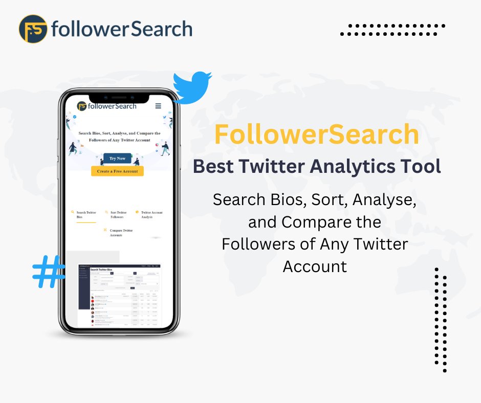 SearchFollower's tweet image. Search Bios, Sort, Analyse, and Compare the
Followers of Any Twitter Account.

Visit- followersearch.com

#twitteranalyticstool #followersearch