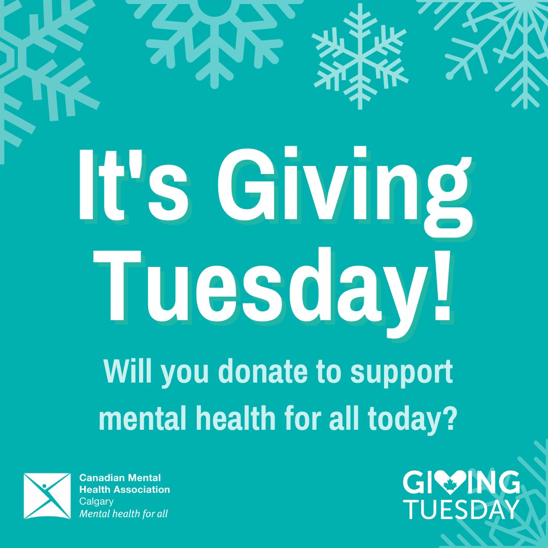 CMHACalgary's tweet photo. With your support, we can continue to offer education, programs, and services to those facing a mental health challenge. Will you join us and become a donor today? 

Visit https://t.co/2bQjOHrVVd to give!  

#givingtuesday #mentalhealth #mentalhealthawareness #holidaygiving https://t.co/YgnwsZqwg9