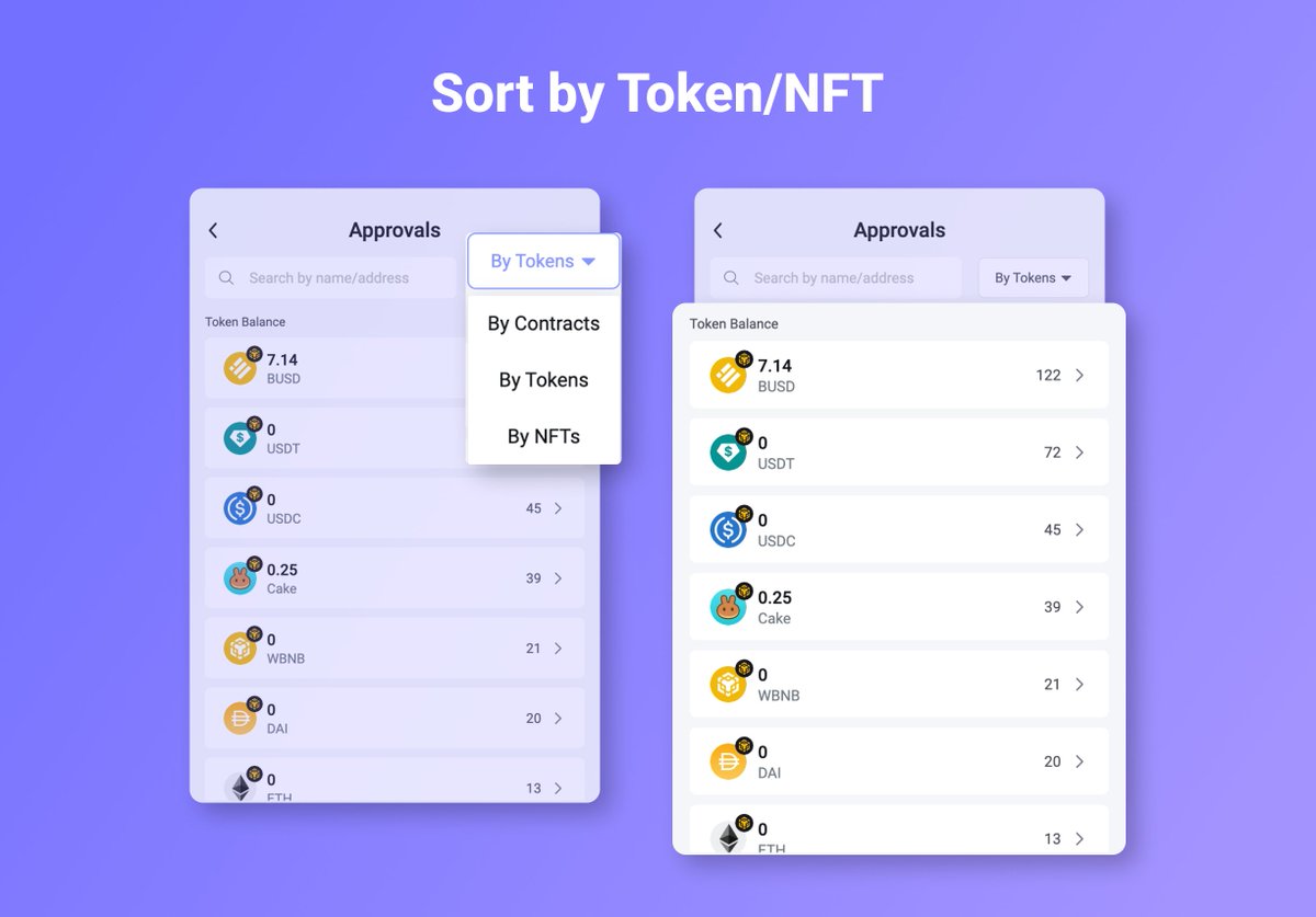 Rabby_io's tweet photo. 😎We have upgraded your experience to manage approvals in Rabby! Now we're confident enough to say that we have the most advanced built-in approval management feature.

In addition to revoking multiple approvals at the same time, you can now sort all your approvals by token/NFT. https://t.co/lZA7s5Vzpg