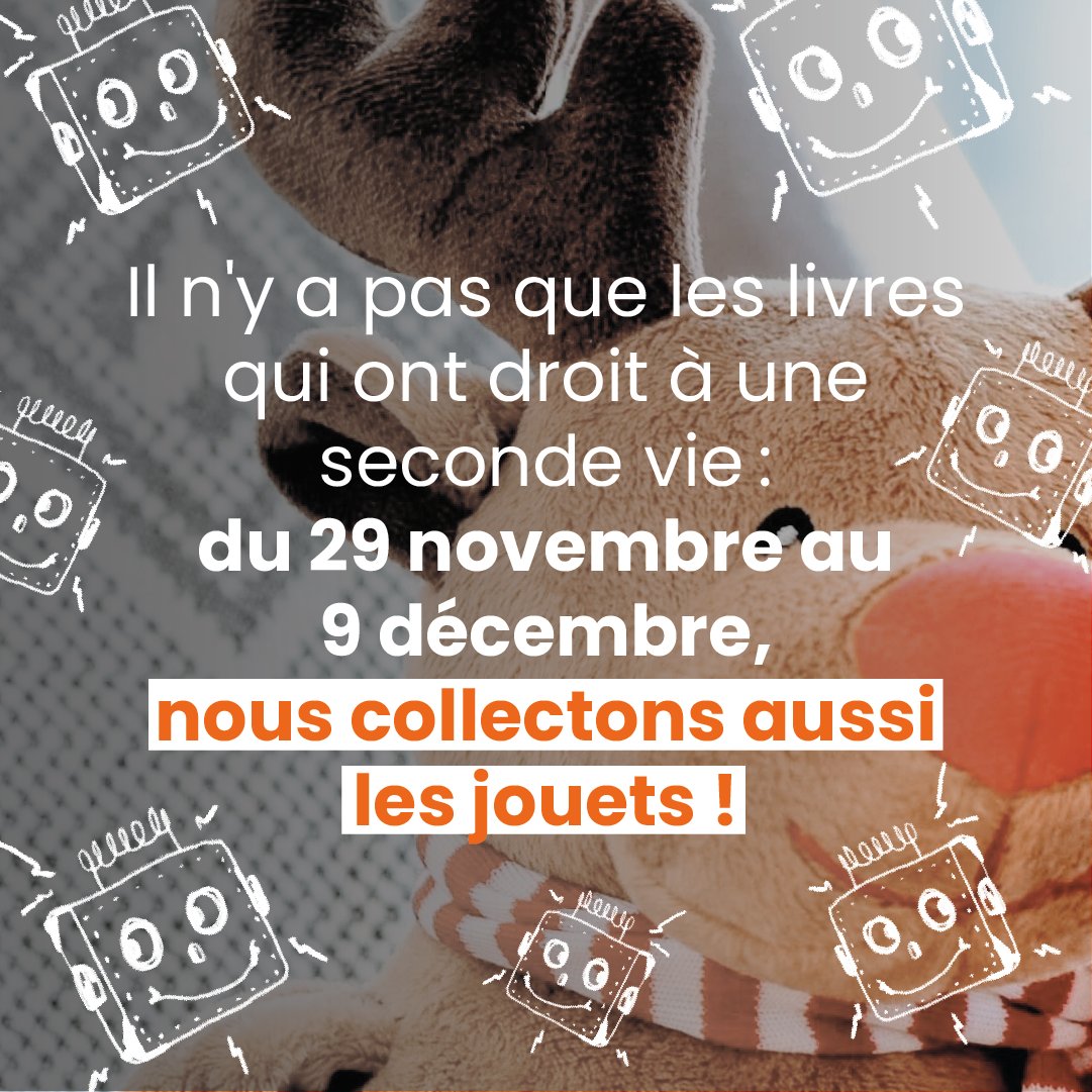 Il n'y a pas que les livres qui ont droit à une seconde vie : du 29 novembre au 9 décembre, nous collectons aussi les jouets au profit d’associations et structures d’insertion ! 🧸

Rendez-vous sur RecycLivre.com pour avoir toutes les infos. 🧡