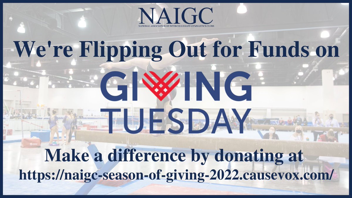 Support the NAIGC this #GivingTuesday! 

Fun fact: the NAIGC is a volunteer-run nonprofit that relies heavily on the support of our members. Please help us continue serving our adult gymnastics community by making a tax-deductible donation at …gc-season-of-giving-2022.causevox.com. Thank you!