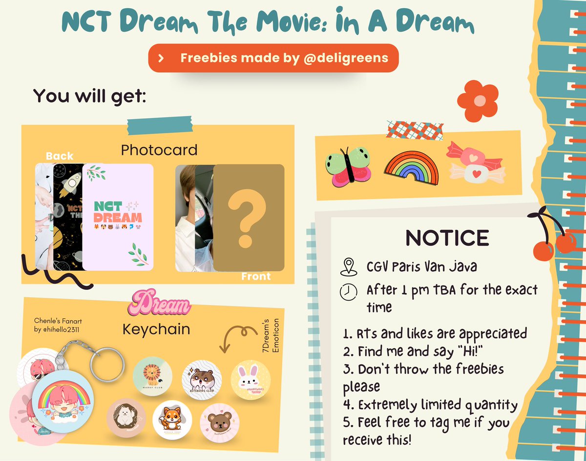 bluepetalic's tweet photo. ⛅ MINI FREEBIES For NCT Dream the Movie : In A Dream

Halooo! Aku mau bagi freebies buat dreamzens Bandung yang dateng pas:
📅 1 December
📌 CGV Paris Van Java

Help rt/like ya ^^
SEE YOU THERE 🌻 https://t.co/dGWuqSr2vZ