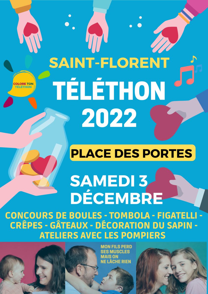 sis_2b's tweet photo. #Événement 💛 Les sapeurs-pompiers de Saint-Florent vous donnent rendez-vous ce samedi à partir de 10h pour soutenir le @telethoncorse ! Venez participer à quelques ateliers et visites des camions rouges !
👉 Plus d’infos : https://t.co/bRtIBgkEKu https://t.co/n7toZmffVf