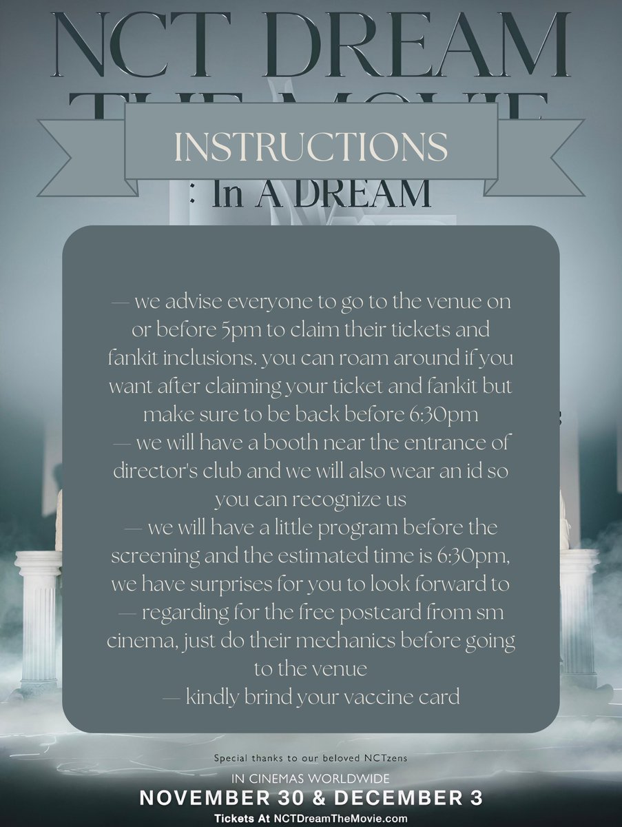huangminsun's tweet photo. since the NCT DREAM THE MOVIE: In A Dream is in 3 days. here's the instructions that we need to follow: https://t.co/lsipjes9sg