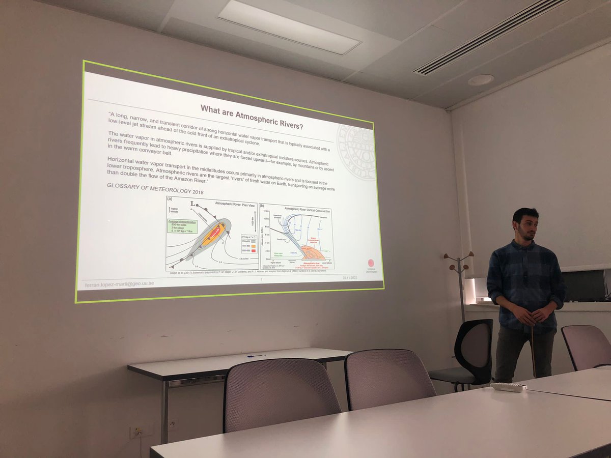 edipi_project's tweet photo. On the 28th of November, @ferranlm (@uu_meteorologi) gave a seminar on "Sensitivity of Atmospheric Rivers to moisture sources", as part of his secondment at @CNRS  . https://t.co/MzzvC49t3b