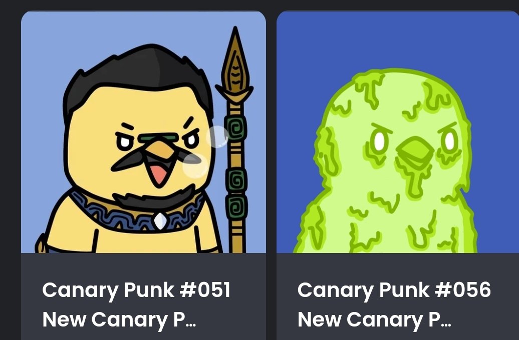 Just picked up two <a href="/canarypunkNFT/">CANARY PUNK</a> 🚀

Go Give them a Follow and pick up a canary punk for yourself !!! 

opensea.io/collection/new…

#Polygon #polygonNFT #weth #canarypunkNFT #community #nftCommunity #polygonFAM