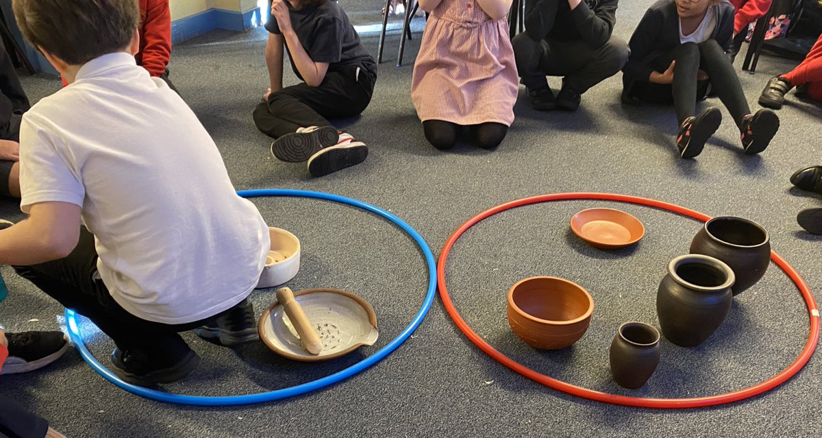 P4B started our week of exploring the Go Roman Food and Cookery handling box from <a href="/HistEnvScot/">Historic Environment Scotland</a>. We examined all the objects and then sorted them based on if we thought they were for preparing or serving food. We can’t wait to find out more about them! #AntonieWall #WorldHeritage