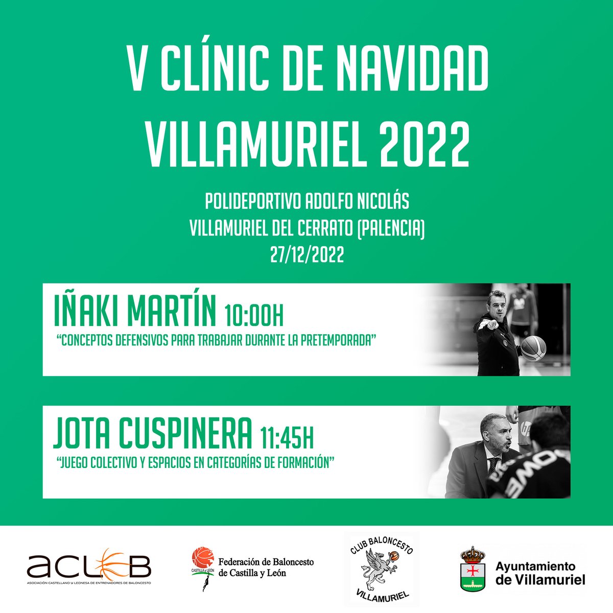 ➡️V Clínic de Navidad Villamuriel 2022

📰bit.ly/v_clinic_navid…

📅27 de diciembre
📍Polideportivo Adolfo Nicolás  (Villamuriel de Cerrato – Palencia)- ZOOM
🎙️Jota Cuspinera e Iñaki Martín
🚨GRATUITO para socios/as AEEB

📋INSCRIPCIÓN: forms.gle/gzsKAw13S2QBnT…
