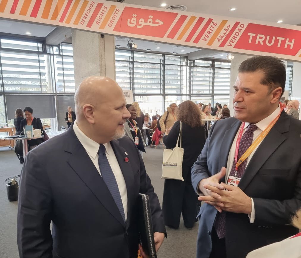 KRG_Coordinator's tweet photo. At the #PSVISummit, I made a quick chat with Mr. Karim Khan, the current Chief Prosecutor at the International Criminal Court and the former SA of @UNITAD_Iraq. I alluded to our previous engagements which aimed at bringing justice to Yezidi community and the other components. https://t.co/ly83jjkvOc