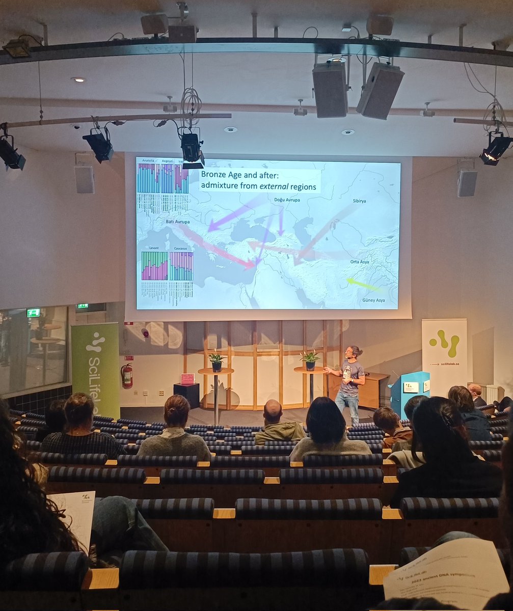Today, a big part of <a href="/CpgSthlm/">Centre for Palaeogenetics</a> is at the ancient DNA symposium in <a href="/naturhistoriska/">Naturhist.riksmuseet</a>!

Here is our colleague <a href="/MSomel/">Mehmet Somel</a>, presenting some of his work on ancient DNA from the Neolithic in SW Asia 💀🧬🌾