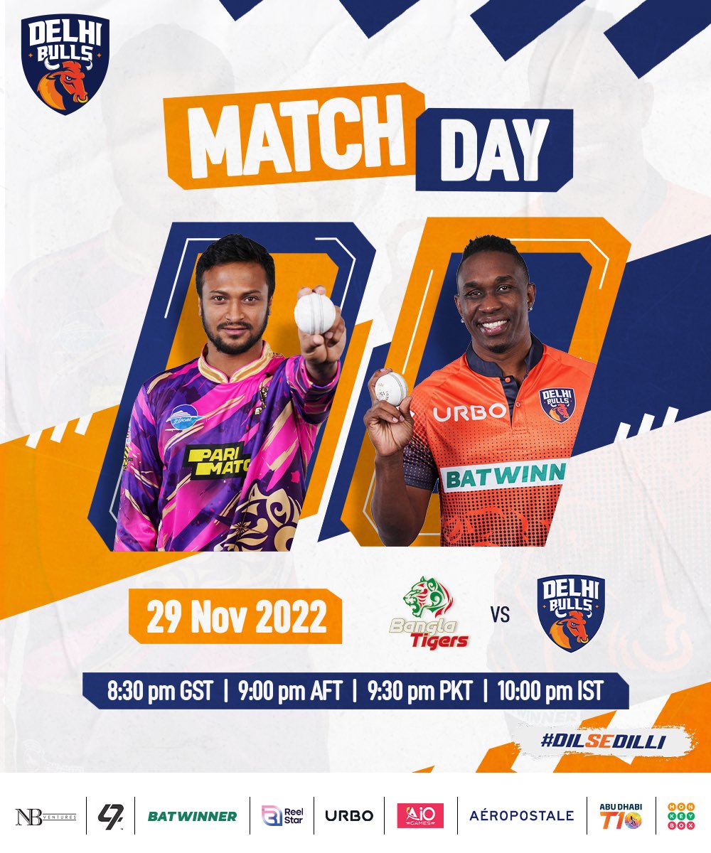 UAEBullsT10's tweet photo. It’s match day! #DBArmy, get ready to rumble! 🙌

#DelhiBulls #DilSeDilli #T10League #CricketsFastestFormat #UAE #AbuDhabi #Season6 #MatchDay https://t.co/Sosf3Fd6ys