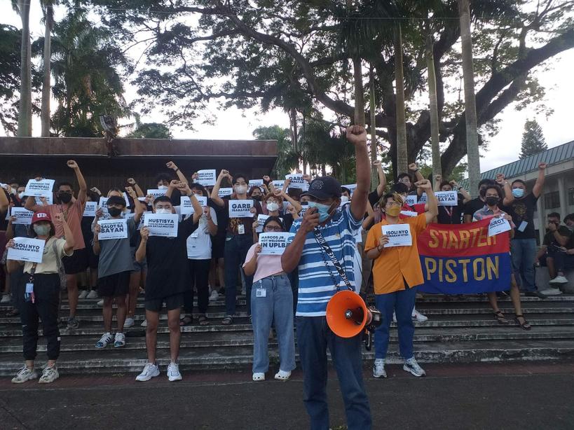 uplbperspective's tweet photo. @pistonph expresses concern over  transportation: Ang panawagan ng hanay ng transportasyon ay tutulan at labanan ang Marcos-Duterte. Tuloy pa rin ang panggigipit sa sektor ng transportasyon.

#MarcosNotWelcomeInUPLB https://t.co/2wcBjrJIfW