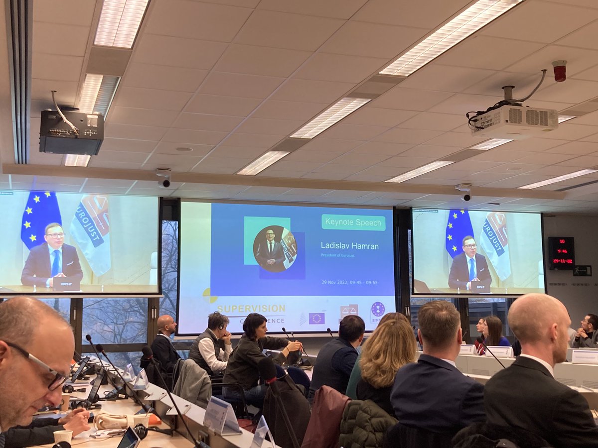 EU_EDPS's tweet photo. Ladislav Hamran, President of @Eurojust, delivers keynote speech at #Supervision Conference on #Eurojust perspectives, challenges and future approaches in #dataprotection in criminal justice. https://t.co/CGOE56jZgr