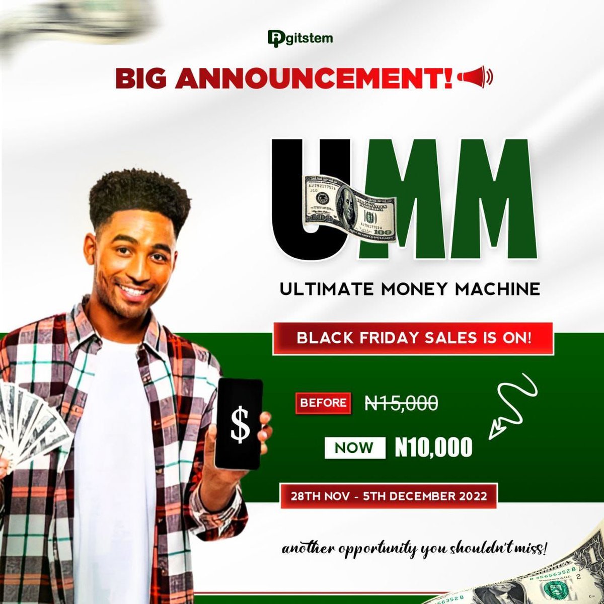 Pookiebeddings's tweet photo. Una Don hear? UMM on Digistem is now on Black Friday sales and its going for just 10,000 instead of 15,000. This course will enable you to start earning in dollars after completion, abi SAPA never tire you?
Enjoy my free mentorship after purchase. https://t.co/u7eyehZMyj