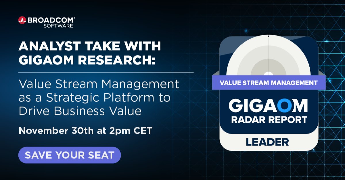 Jean-Louis Vignaud (@jlouisvignaud) on Twitter photo We’re excited to host analyst and co-author of the <a href="/gigaomresearch/">GigaOm Research</a> Radar for #ValueStreamManagement report <a href="/jonno/">Jon Collins</a> on WEDNESDAY for an exclusive webinar. He'll share insights and strategic evaluation of #VSM. Don’t miss it! #ValueOpsVSM <a href="/BroadcomVSM/">Broadcom Software ValueOps Value Stream Management</a> bit.ly/3GUnbYv We’re excited to host analyst and co-author of the <a href="/gigaomresearch/">GigaOm Research</a> Radar for #ValueStreamManagement report <a href="/jonno/">Jon Collins</a> on WEDNESDAY for an exclusive webinar. He'll share insights and strategic evaluation of #VSM. Don’t miss it! #ValueOpsVSM <a href="/BroadcomVSM/">Broadcom Software ValueOps Value Stream Management</a> bit.ly/3GUnbYv