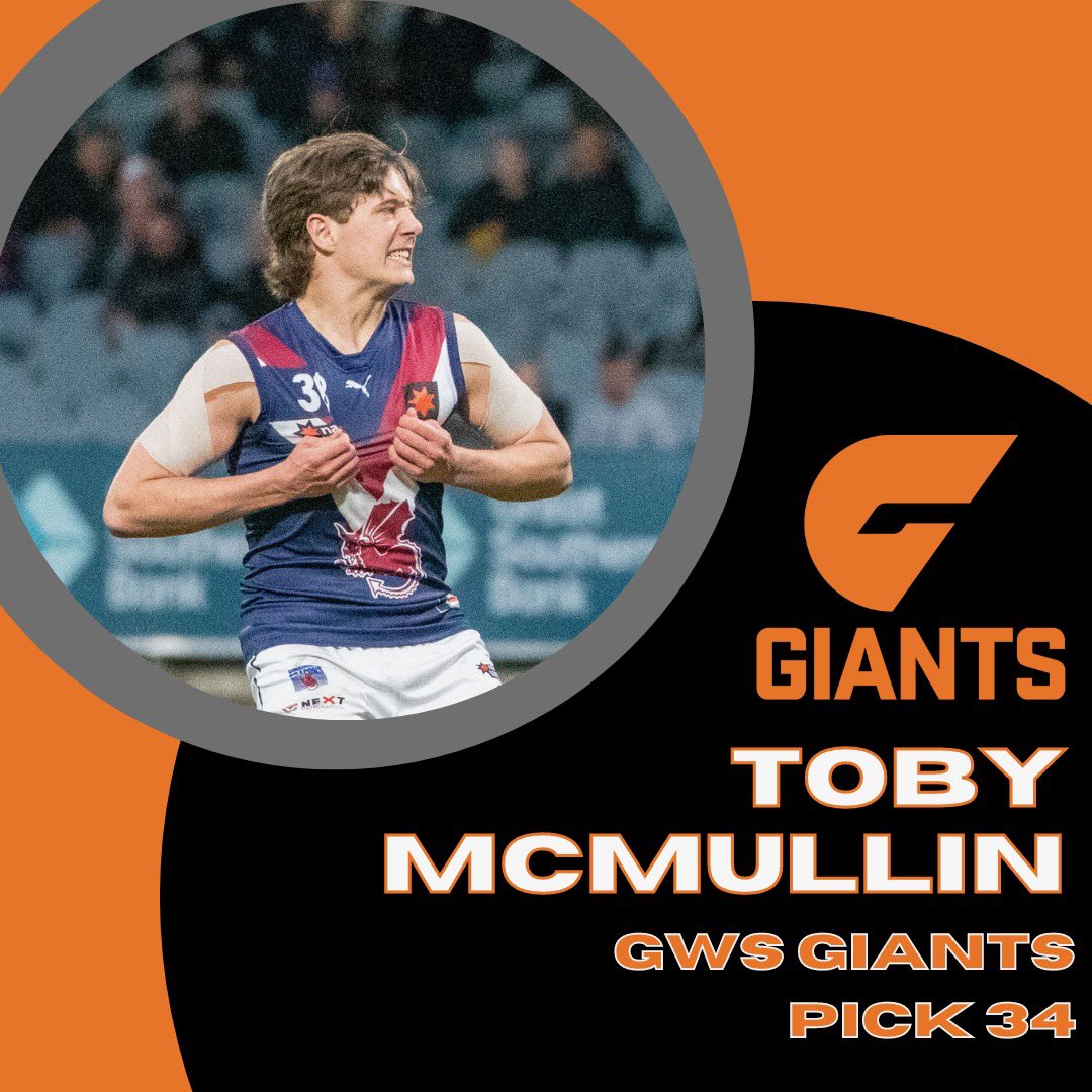 Toby McMullin is off to the Giants! 🧡

Things you love to see 🙌

#AFL | #AFLDraft | #NABLeague | #GenNext