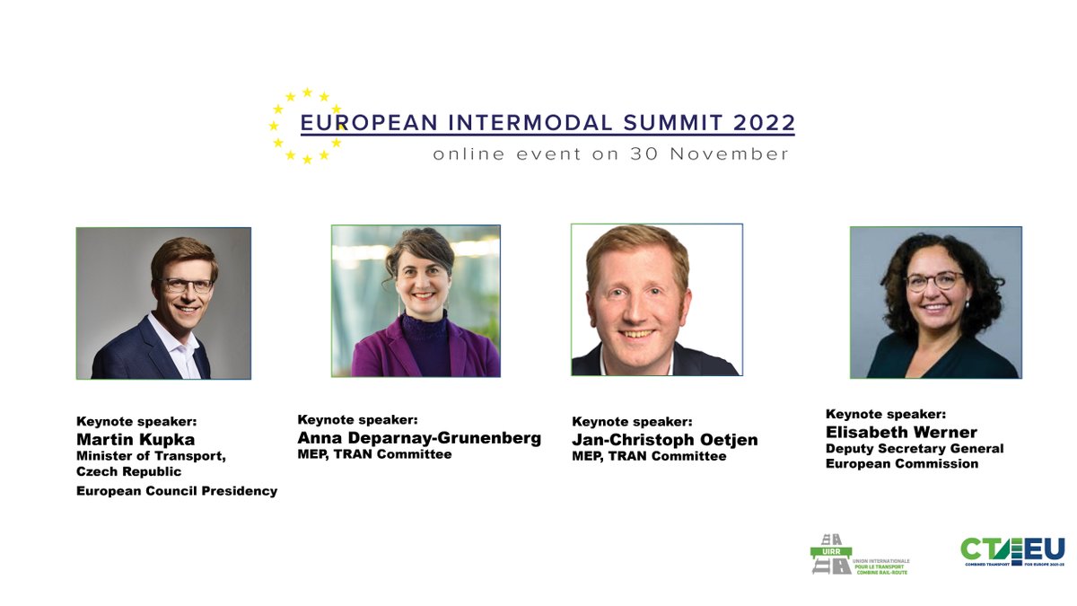 CT4EU's tweet photo. There are only 24 hours left until the start of the European Intermodal Summit 2022.
This is your last chance to register using this link: https://t.co/CUjoKOLZzu
#EuropeanIntermodalSummit #zerocarbon #doortodoor #combinedtransport #ZCCT #renewable #energy https://t.co/JLUzWAWhoR