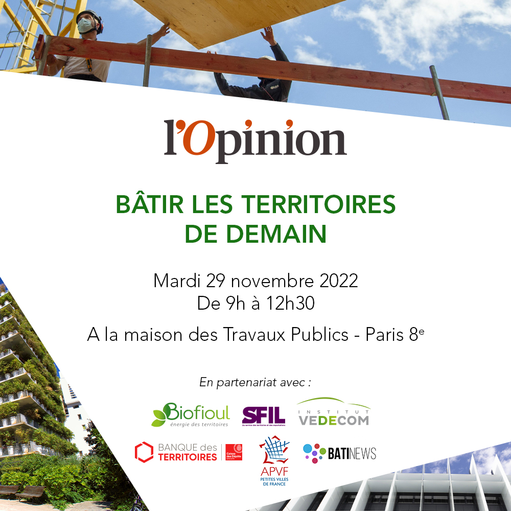 H-1 @VEDECOM est partenaire de la conférence « Bâtir les #territoires de demain » organisée aujourd'hui par <a href="/lopinion_fr/">l'Opinion</a>. Eric Lebeau, DG de VEDECOM, intervient à 11h dans la conférence "Les infrastructures de #transport à l'heure du changement climatique"