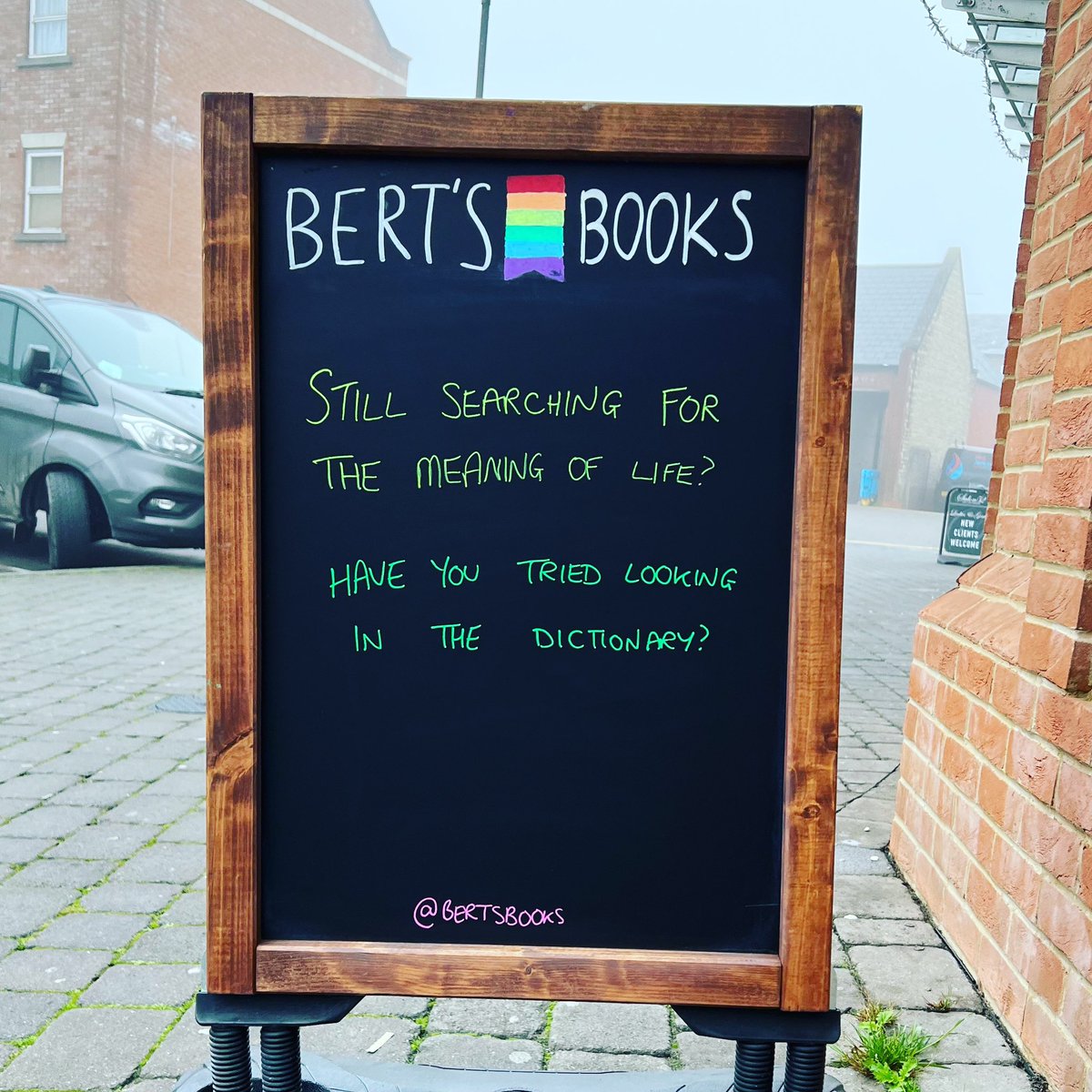 bertsbooks's tweet image. We’re open! If you can find us in the fog 👀