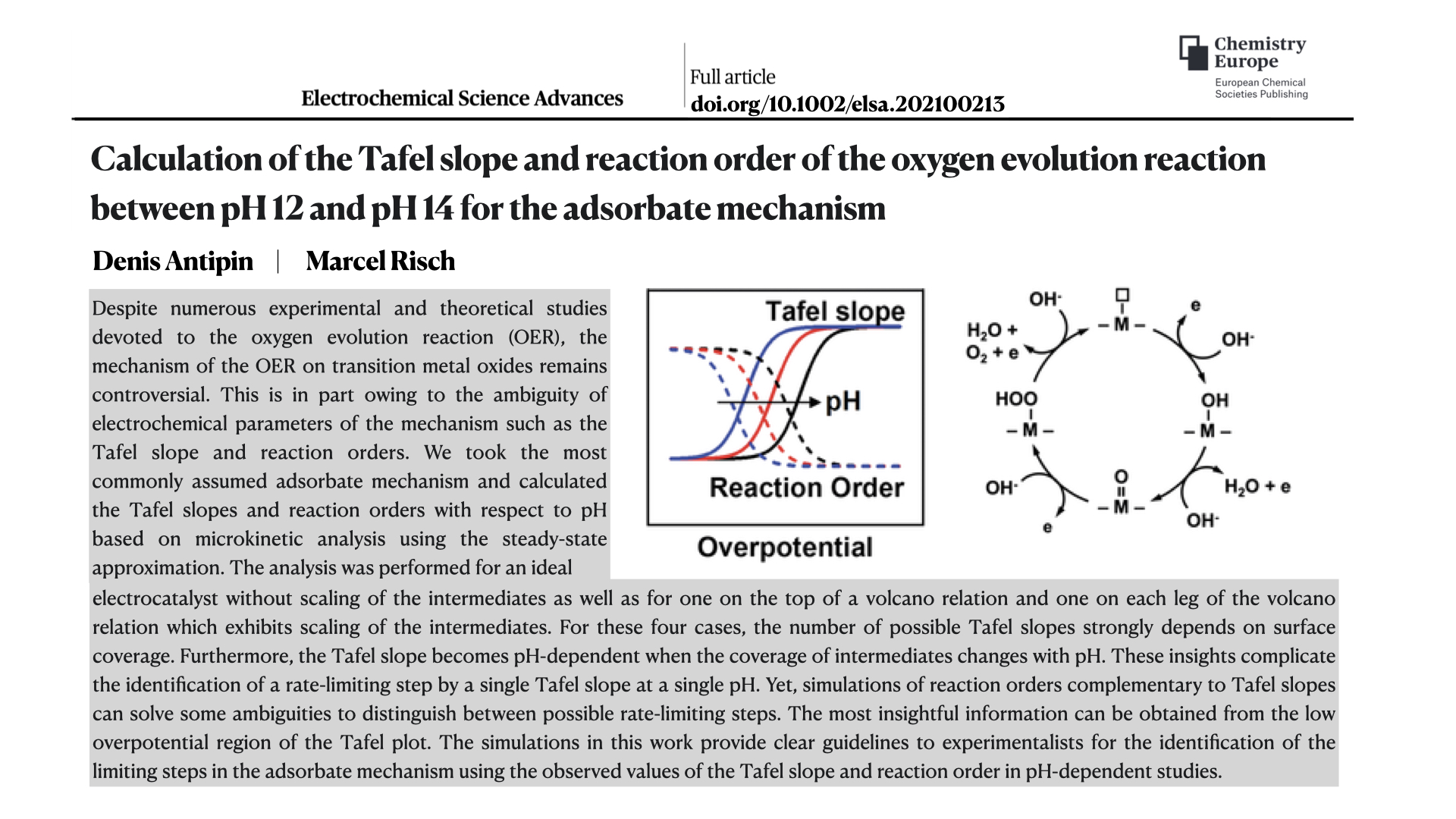 RischLab on Twitter "We calculate the Tafel slope and reaction order